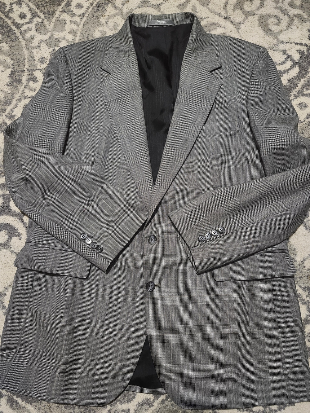 Haggar Imperial Gentleman's Fit Glen Plaid Sport Coat Gray & Black